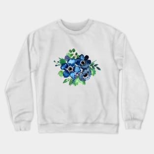 Watercolor Amemones and Greenery Bouquet Crewneck Sweatshirt